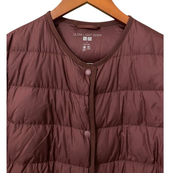 Uniqlo Women’s Ultra Light Down Jacket Small Wine Packable Travel Quilted Coat - Picture 8 of 16